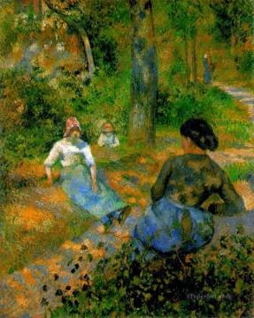  peasants Oil Painting - peasants resting 1881 Camille Pissarro